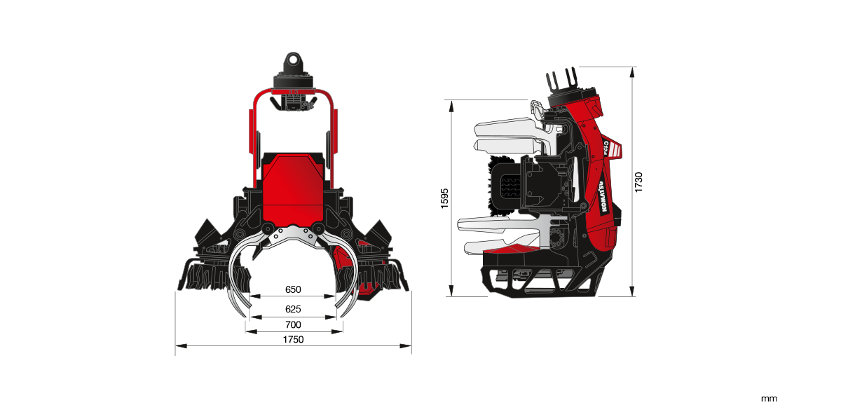 Dimensioner Komatsu C124