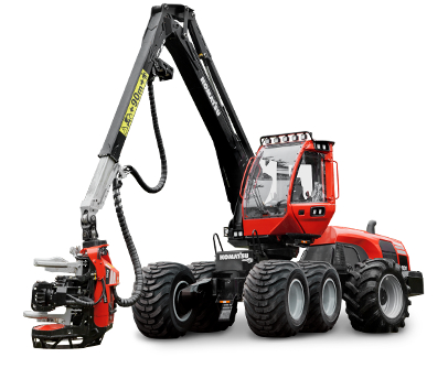 Skördare Komatsu 931 med vit bakgrund